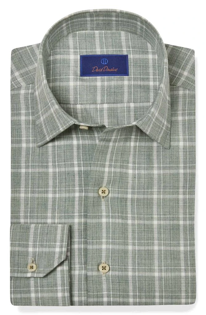 David Donahue Melange Twill Plaid Sport Shirt 1