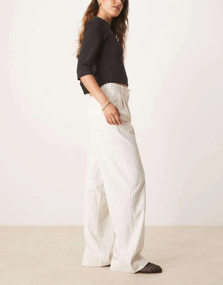 Abercrombie & Fitch Abercrombie & Fitch ultra high rise tailored trousers in cream pinstripe 3