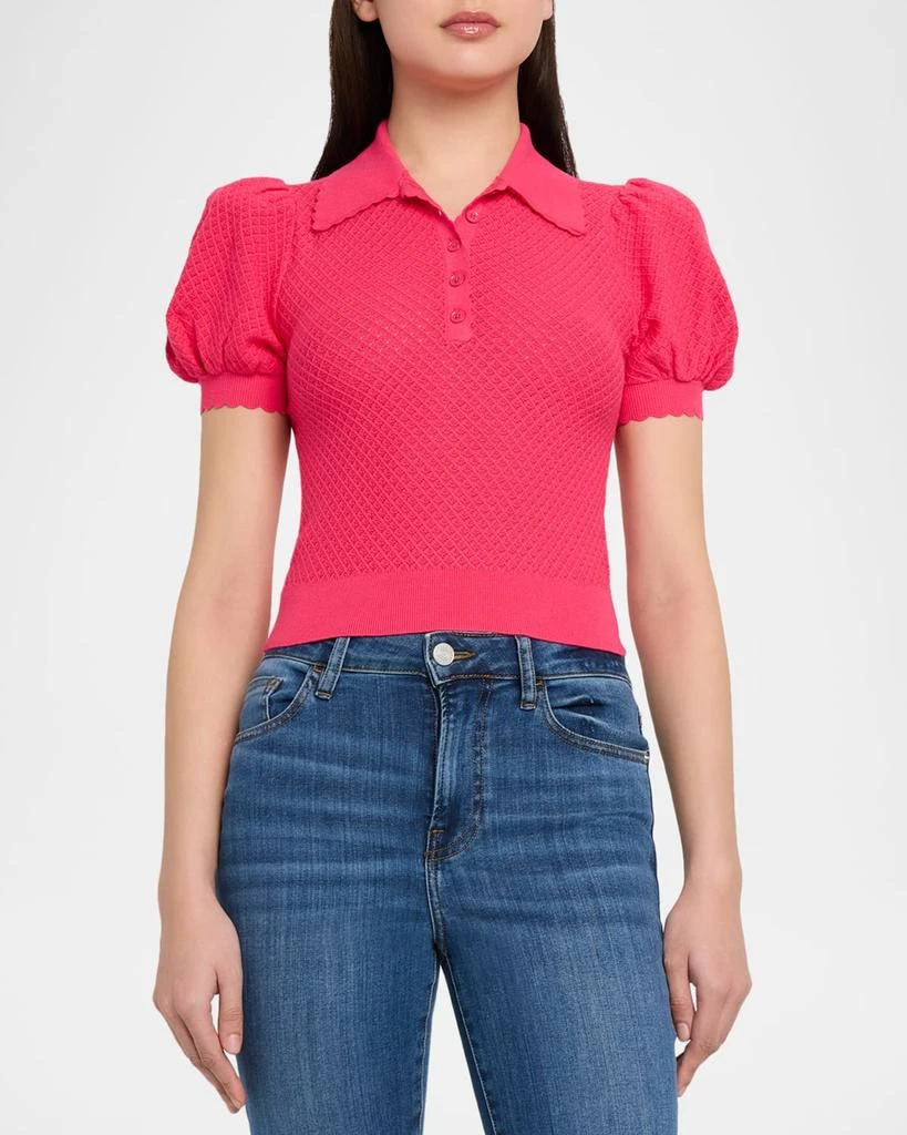 Alice + Olivia Ramona Pointelle Knit Polo 4