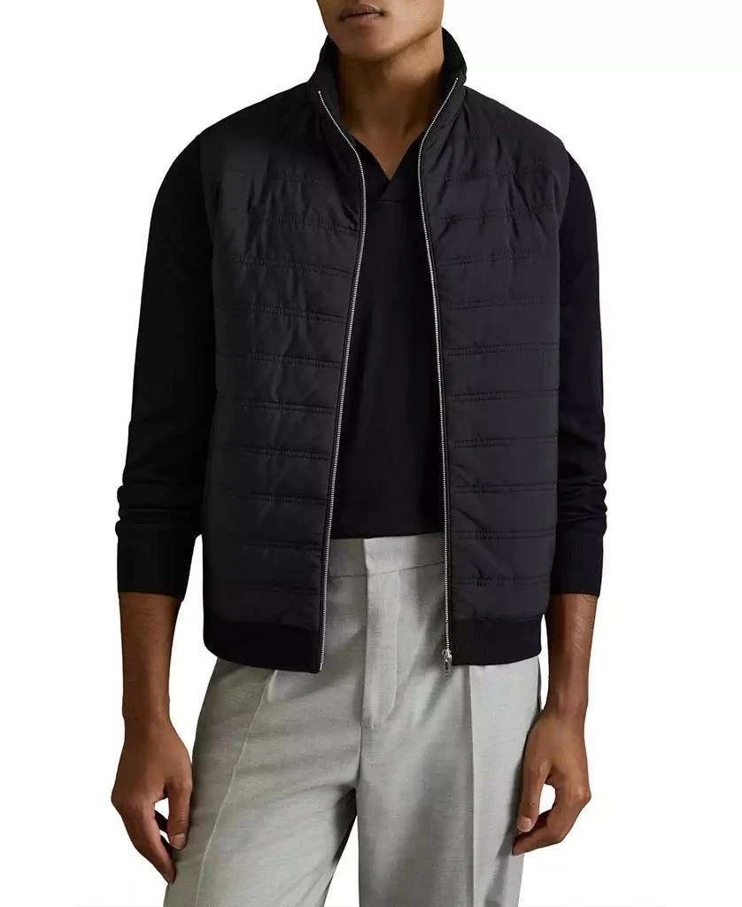 REISS Men
s Hybrid Quilt and Knit Zip-Through Gilet