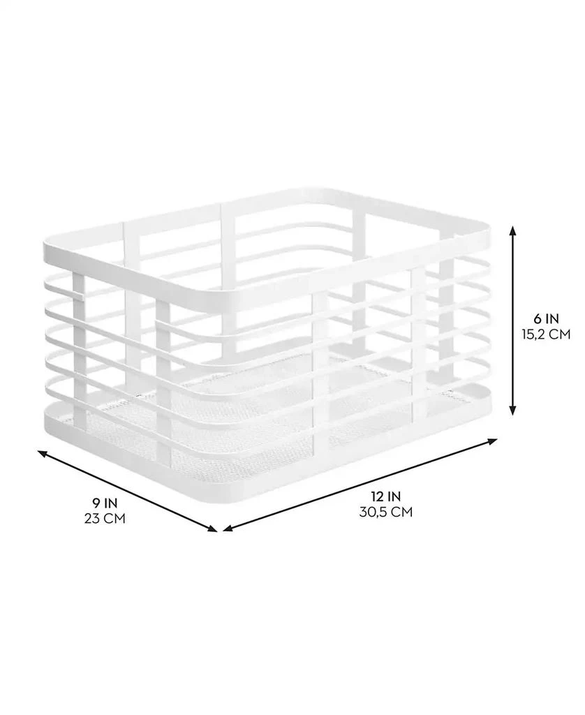 mDesign Metal Pantry Basket with Handles - Set of 2 - Matte White 3