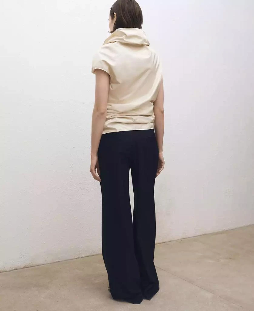 Mango Women's Wide Leg Wool-Blend Pleated Pants 3