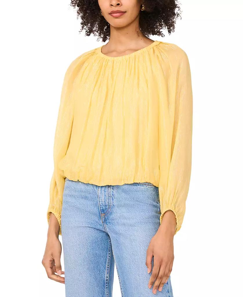 Parker Women's Mylah Shirred Long-Sleeve Crewneck Top