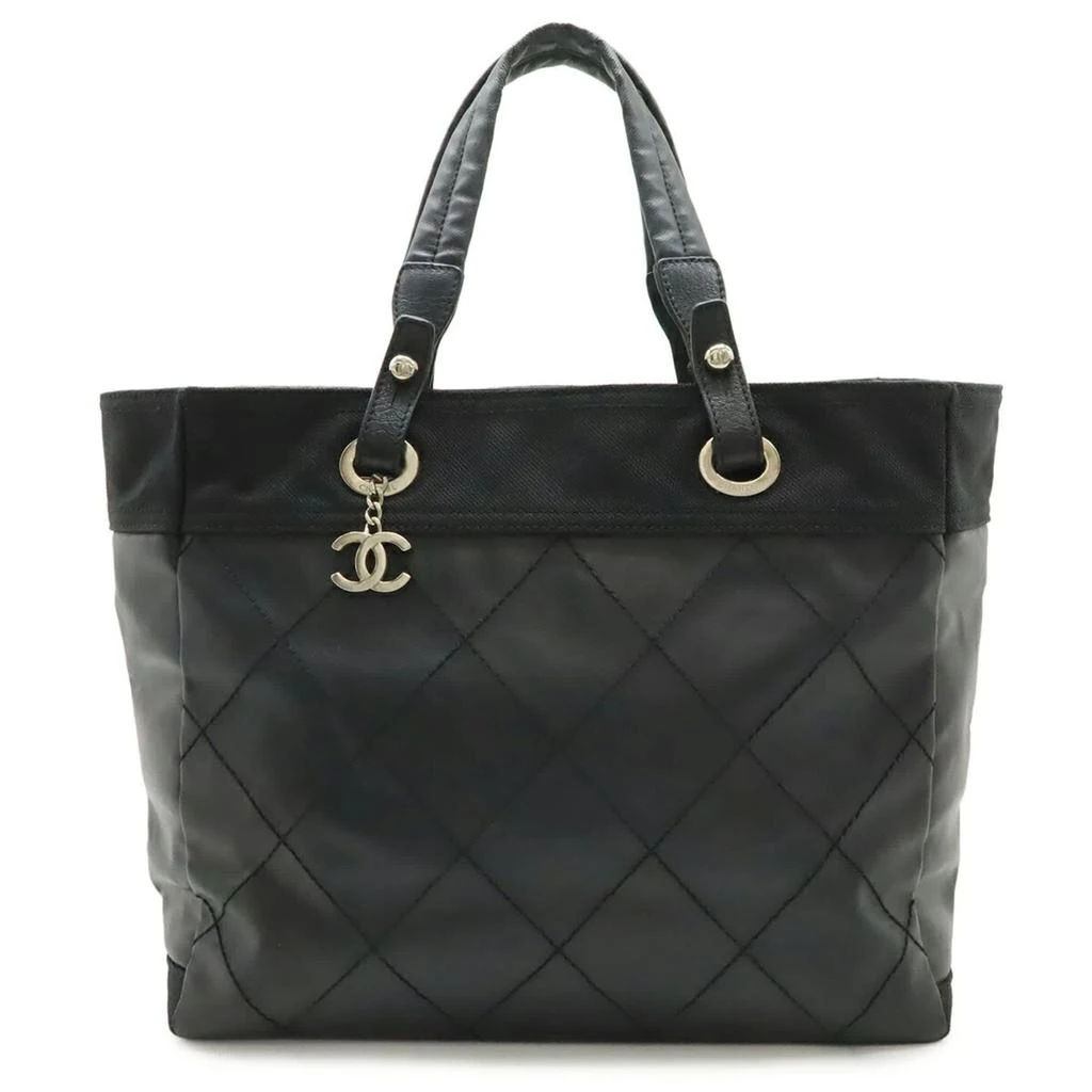 Chanel Coated Canvas Leather Handbag Tote Bag (Pre-Owned)