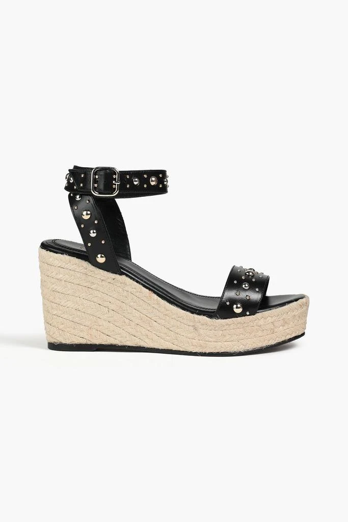 Maje Studded leather espadrille wedge sandals 1
