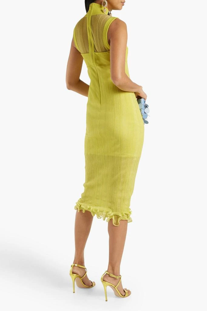 Herve Leger Layered ribbed tulle and stretch-knit midi dress 3