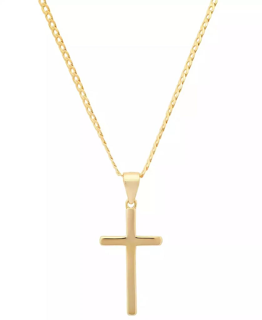 STEELTIME Men
s 14K Gold Plated Cuban Chain and Cross Pendant Necklace