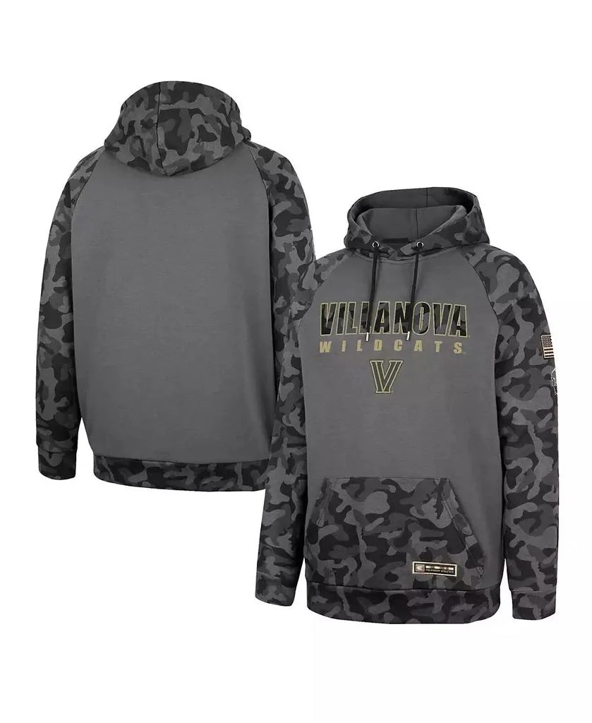 Colosseum Men's Charcoal Villanova Wildcats OHT Military-Inspired Appreciation Camo Stack Raglan Pullover Hoodie 1