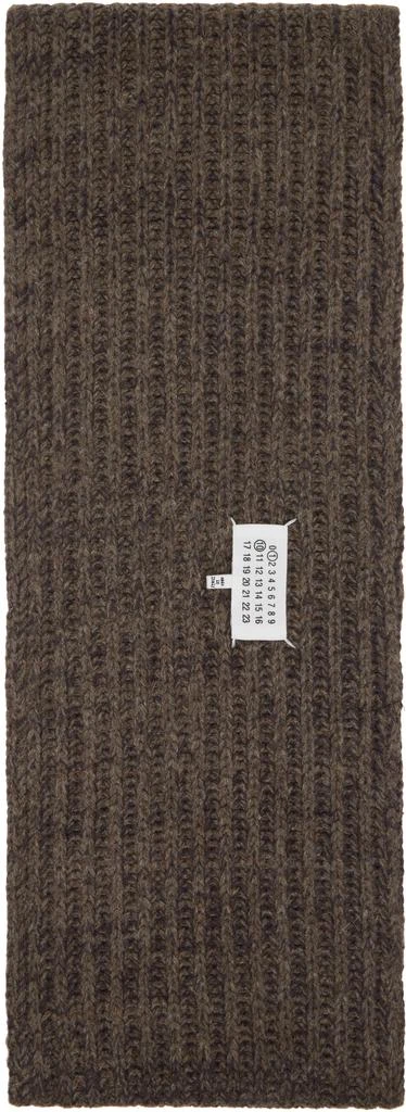 MAISON MARGIELA Brown Rib-Knit Scarf 2