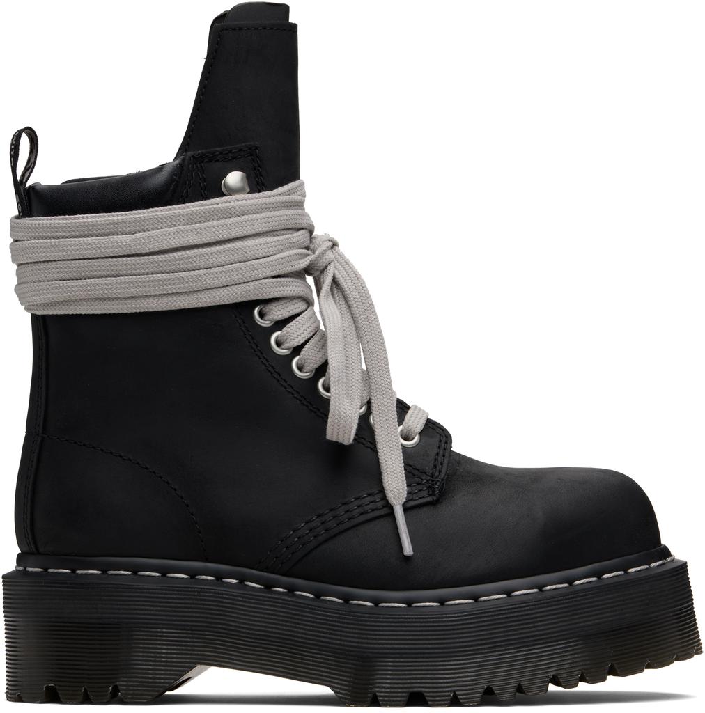 Rick Owens Black Dr. Martens Edition Quad Sole Steel Toe Boots