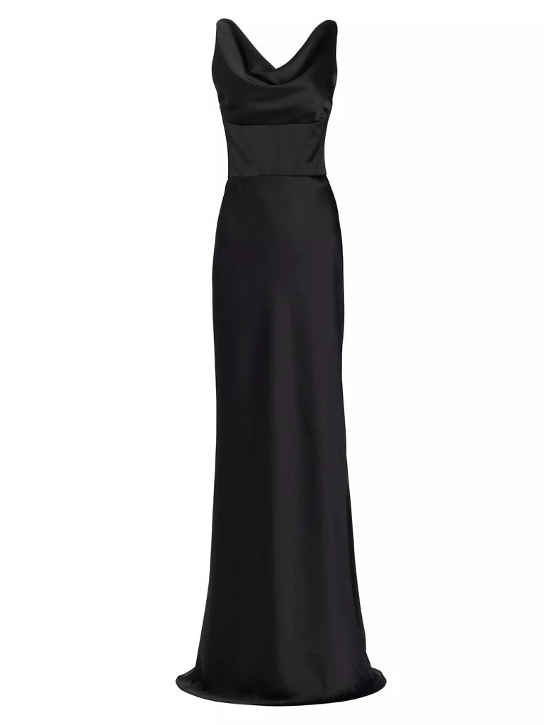 Amsale Satin Cowlneck Corset Gown 1
