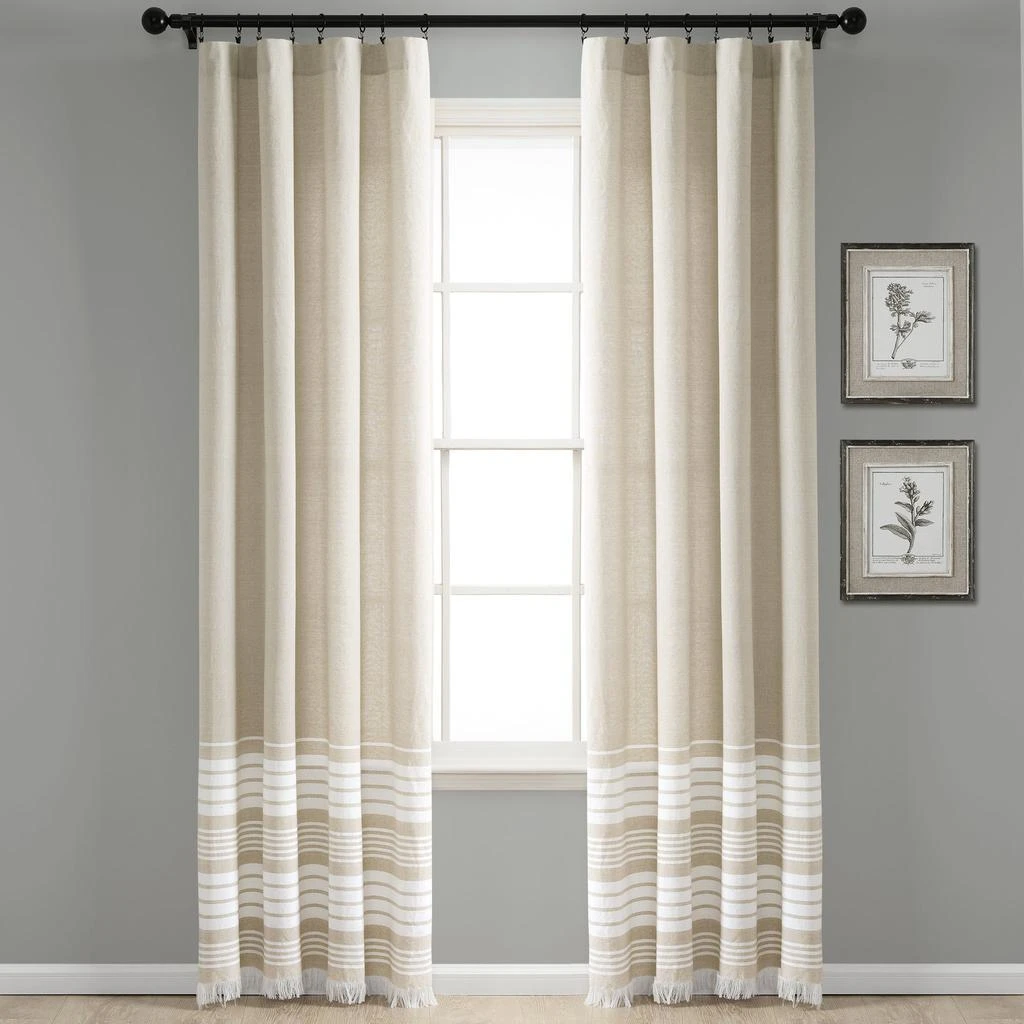 Lush Decor Nantucket Yarn Dyed Cotton Tassel Fringe Window Curtain Panel Set 8