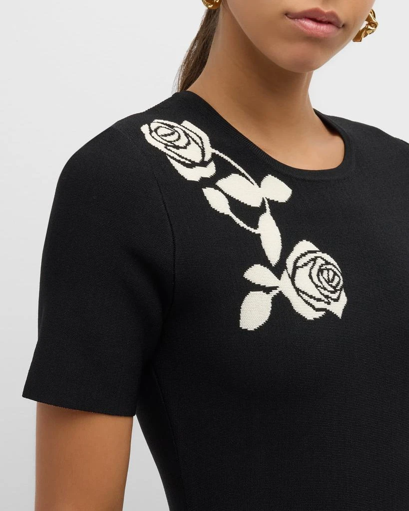 LELA ROSE Rose Jacquard Short-Sleeve Midi Dress 5