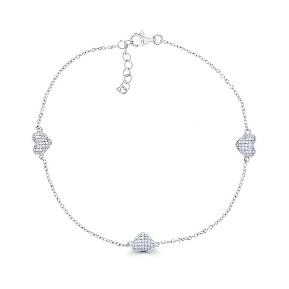 Macy's Cubic Zirconia Micro Pave Triple Hearts Bracelet in Sterling Silver