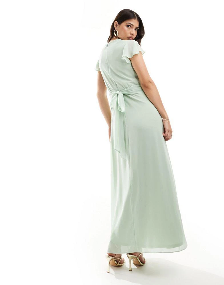TFNC TFNC Bridesmaid wrap front maxi dress in fresh mint 3