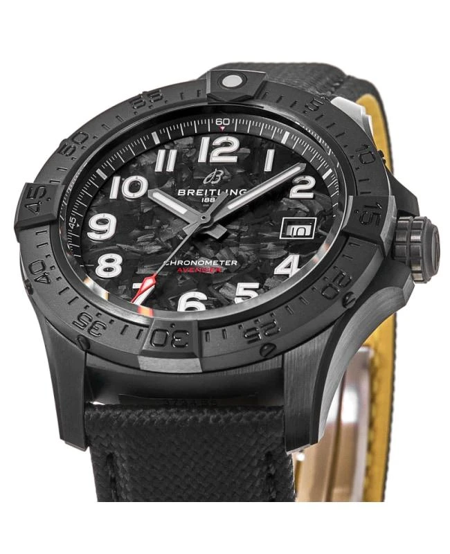 BREITLING Breitling Avenger Automatic 42 Night Mission Black Dial Ceramic Leather Strap Men's Watch S17328101B1X1 2