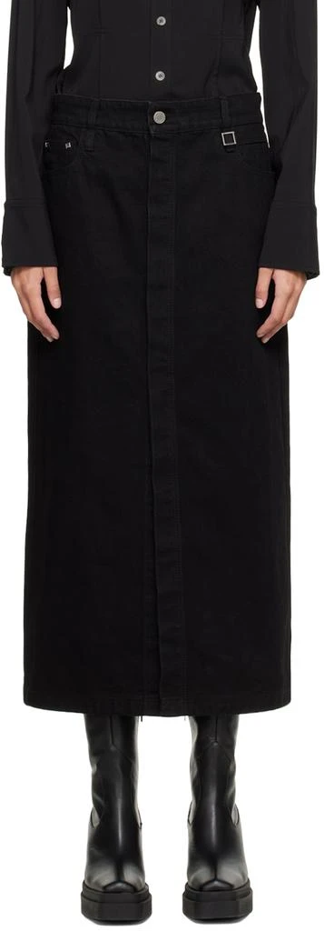 Wooyoungmi Black Washed Denim Midi Skirt 1
