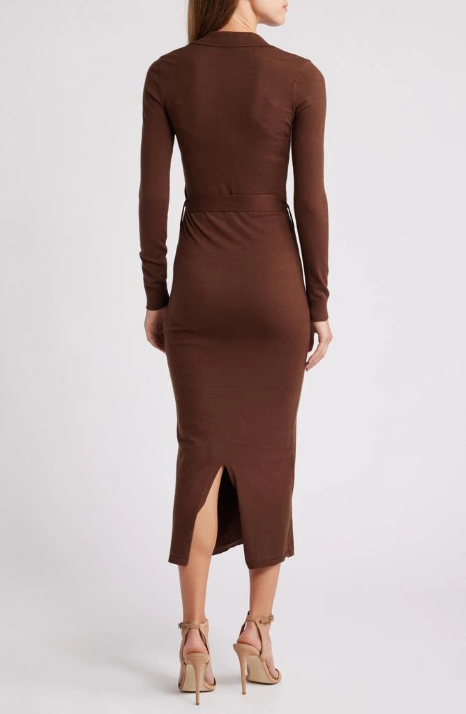 Steve Madden Danessa Belted Long Sleeve Polo Sweater Dress 2