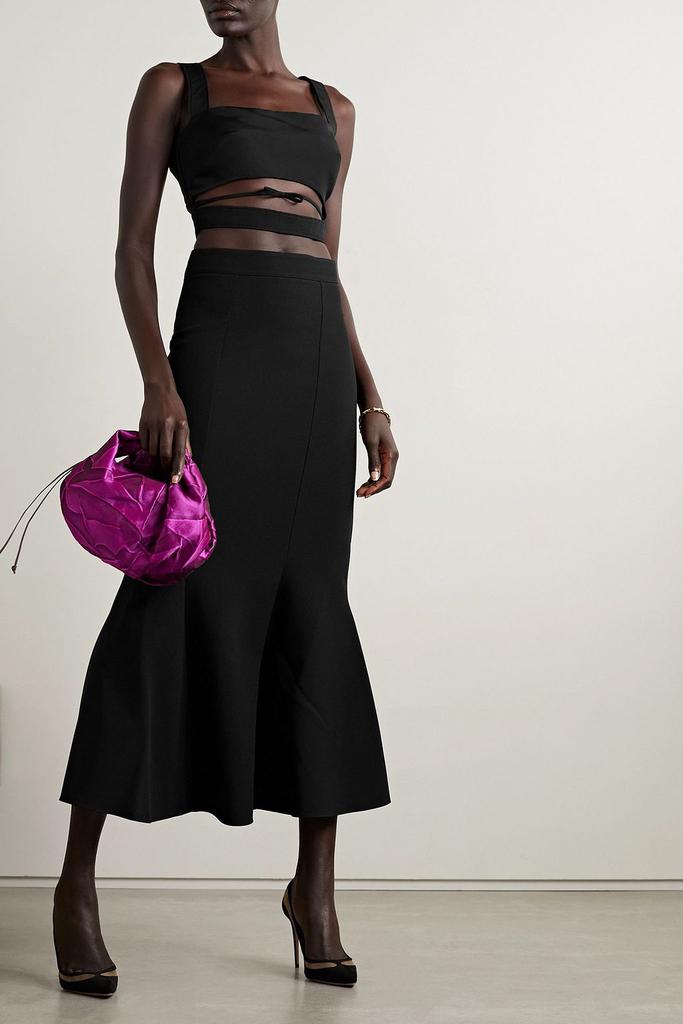 Brandon Maxwell Cropped cutout silk-faille top
