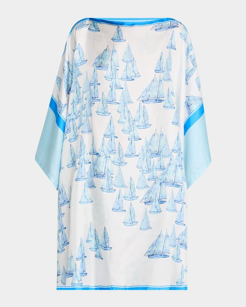 Rani Arabella Blue Boat Hand-Printed Silk Kaftcan 1