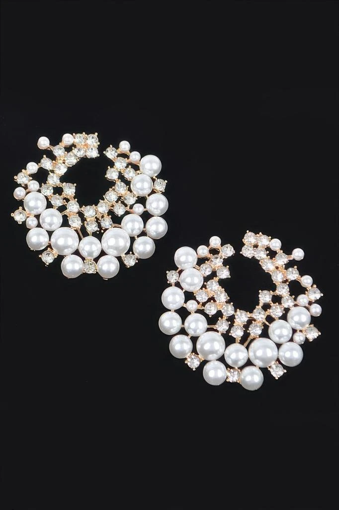 TRUEDAMES Rhinestone And Pearl Stud Earring