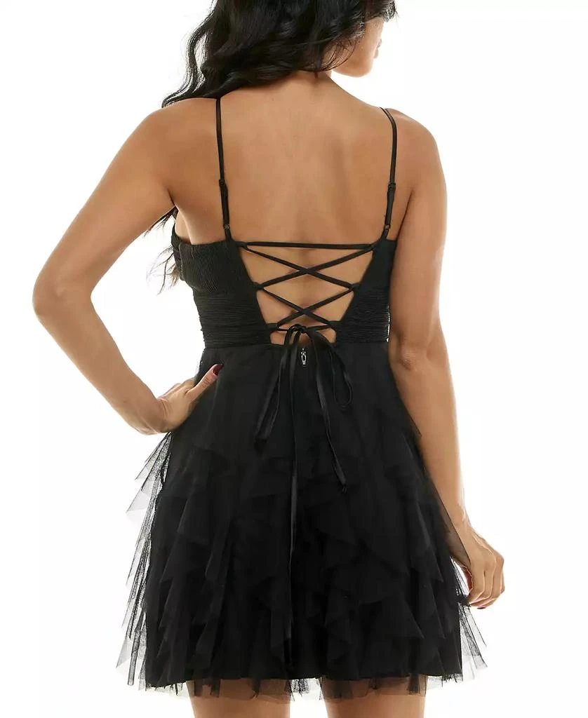 pear culture Juniors' Lace-Up-Back Petal-Skirt Dress 3