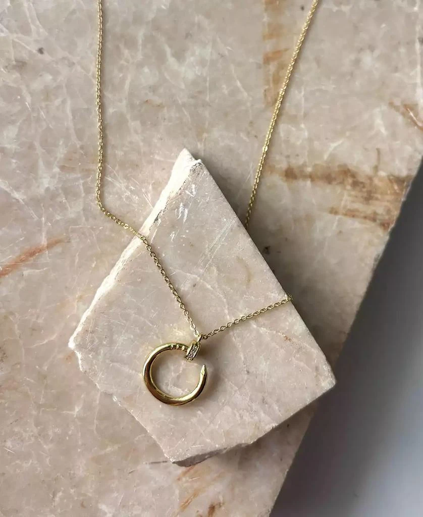 ADORNIA Gold Cubic Zirconia Curved Nail Ring Necklace 3