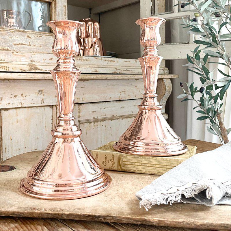 Coppermill Kitchen CMK Vintage Inspired Copper Candlesticks