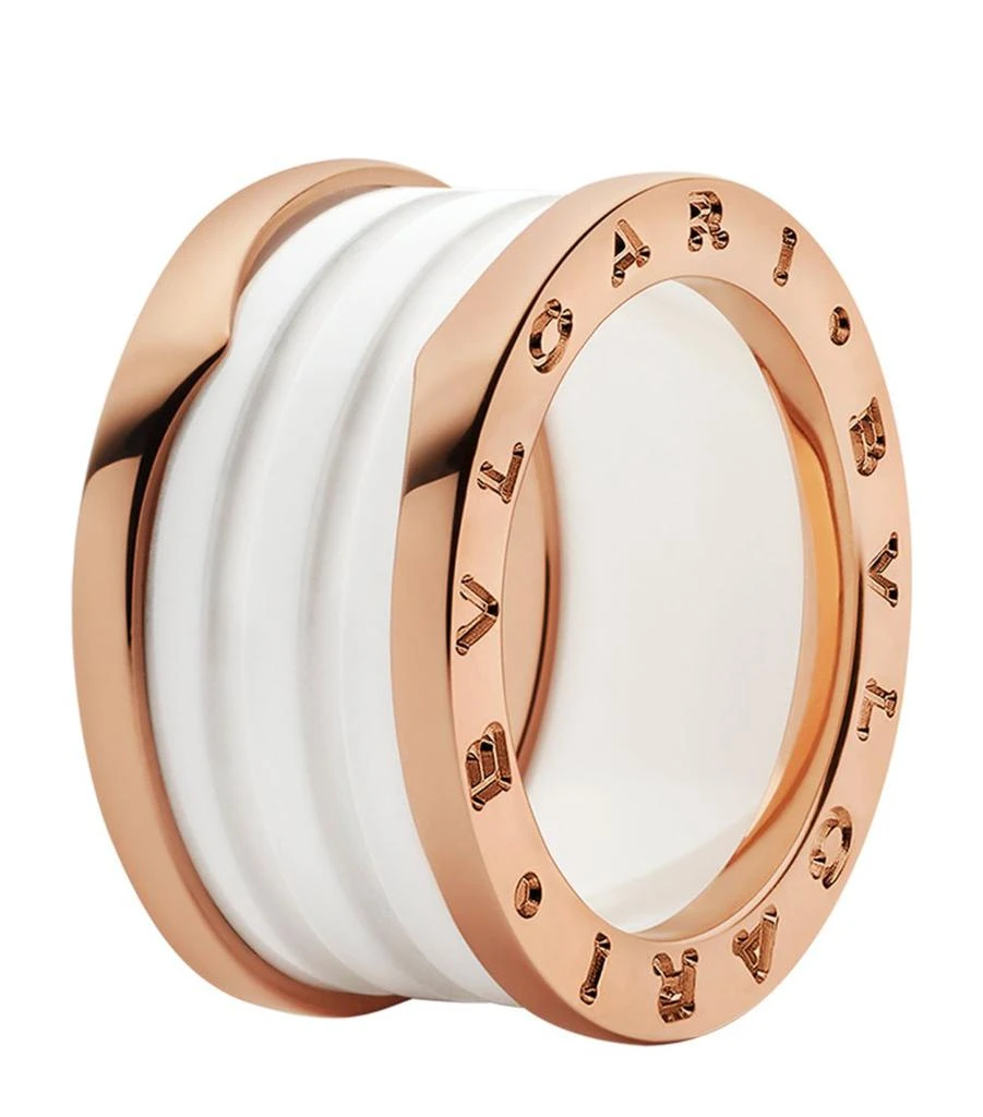 BVLGARI Rose Gold and Ceramic B.zero1 Four-Band Ring 1