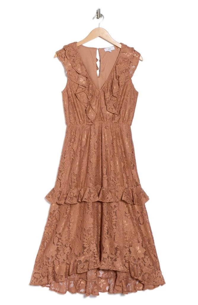 NSR Women's Ruffle Lace Midi Dress - Brown - Casual dresses