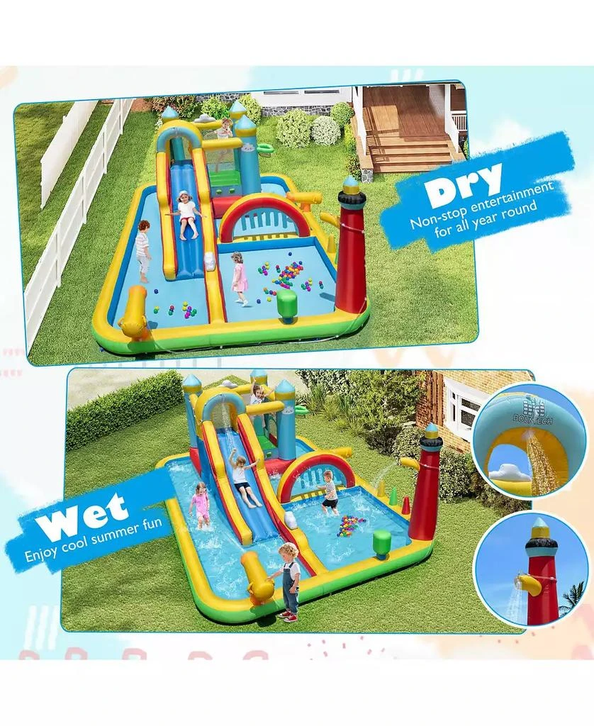 Mecale Giant Inflatable Water Slide Park with Long Slide and 750W Blower Included 5
