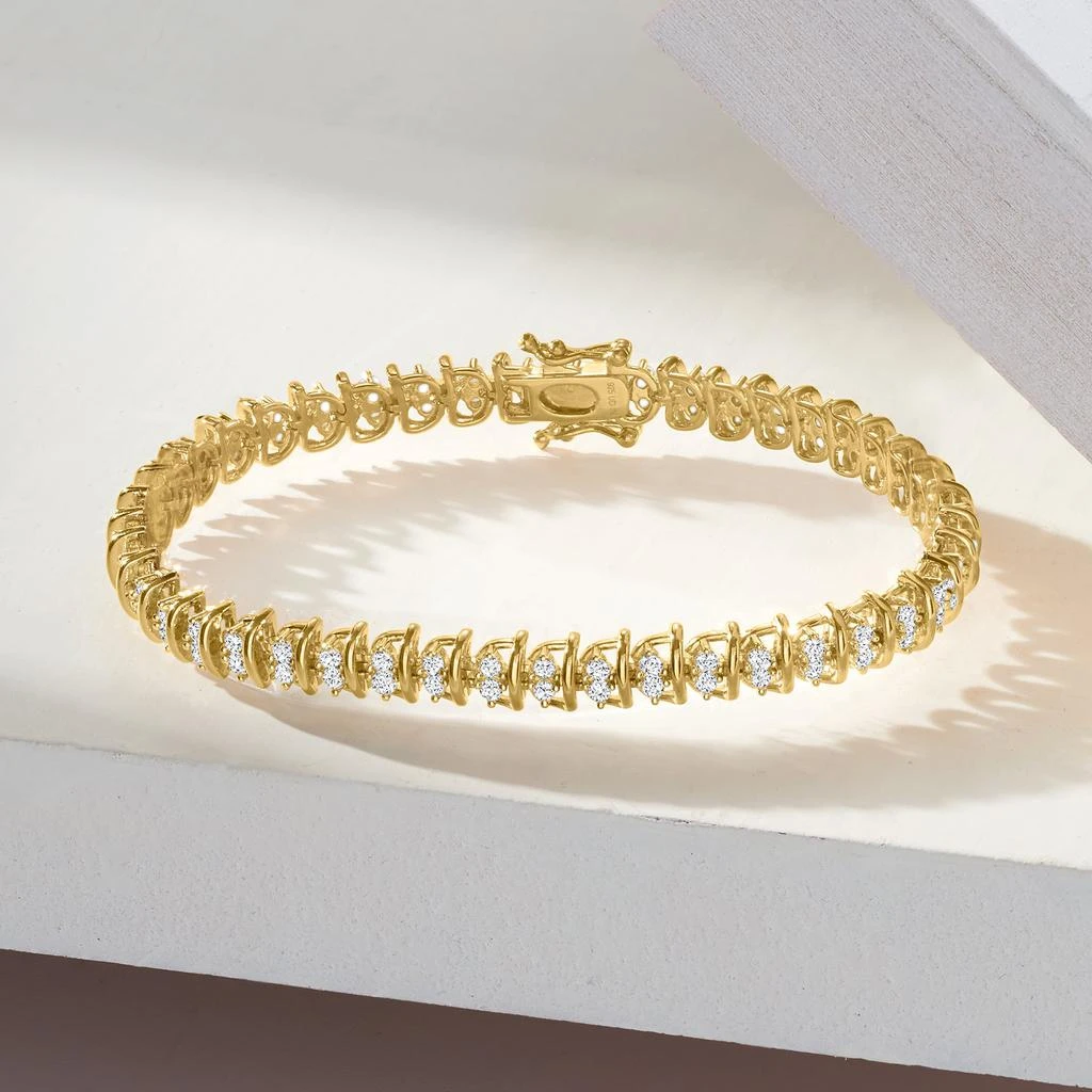 Ross-Simons Diamond Swirl-Link Tennis Bracelet in 18kt Gold Over Sterling 3