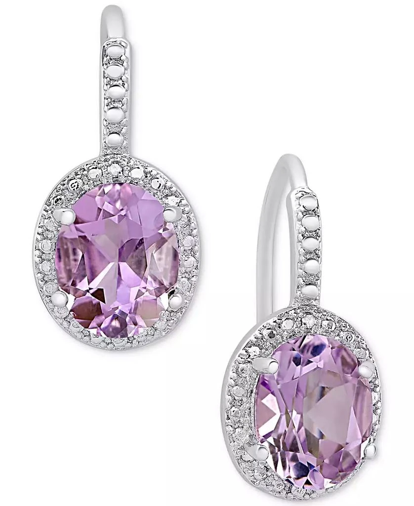 Macy's Amethyst (2-2/5 ct. t.w.) and Diamond Accent Drop Earrings in Sterling Silver 1