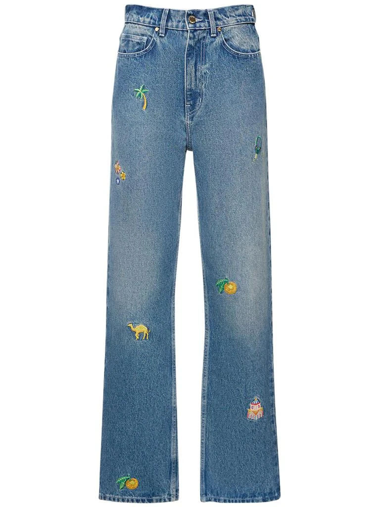 Casablanca Embroidered Denim Straight Jeans 1