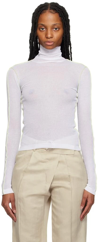 Helmut Lang White Sheer Turtleneck 1
