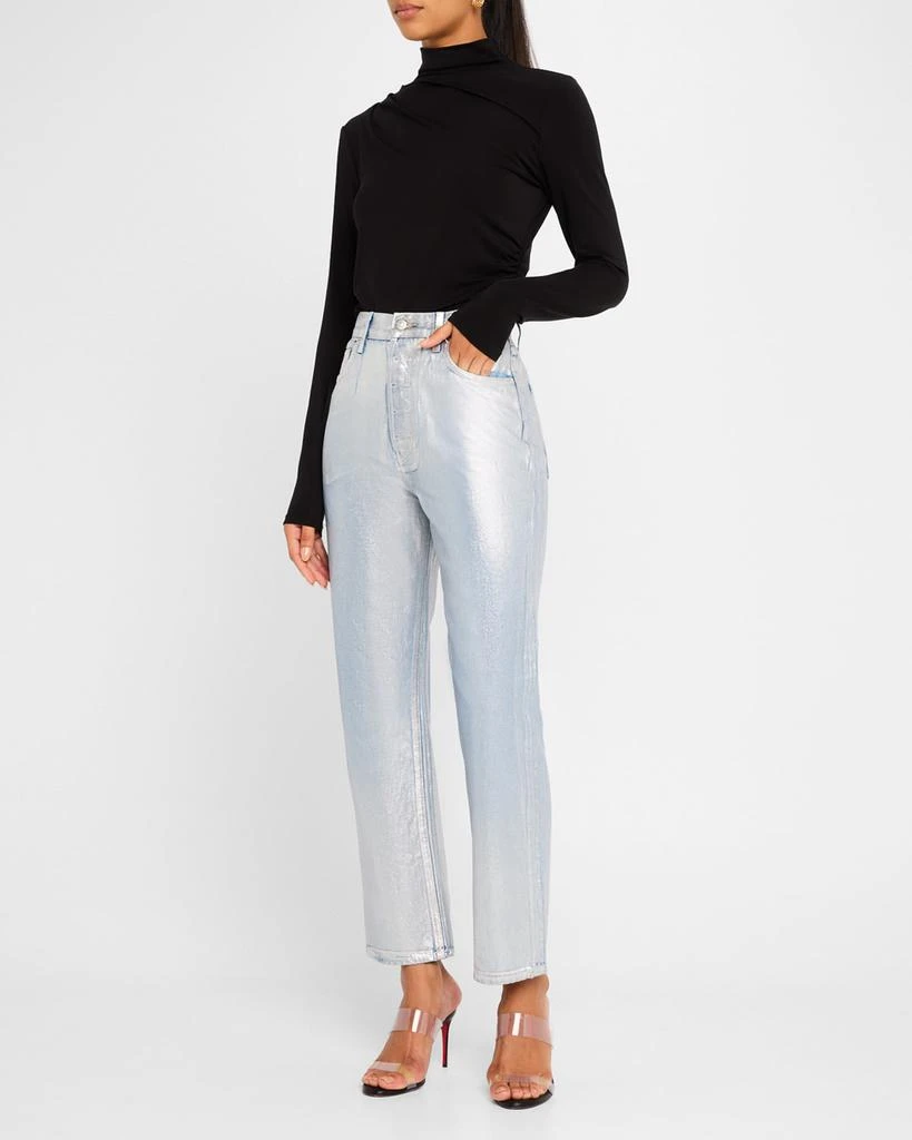 VERONICA BEARD Daniela High-Rise Ankle Straight Metallic Jeans 2