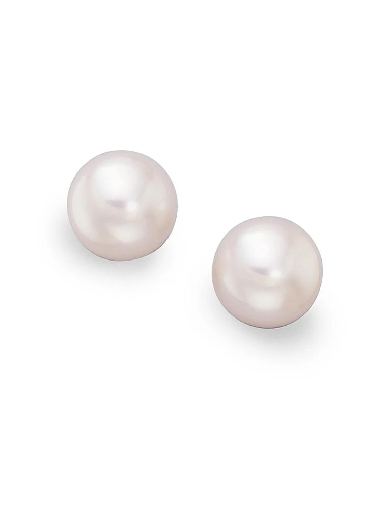 Mikimoto 8MM White Cultured Akoya Pearl & 18K White Gold Earrings 1