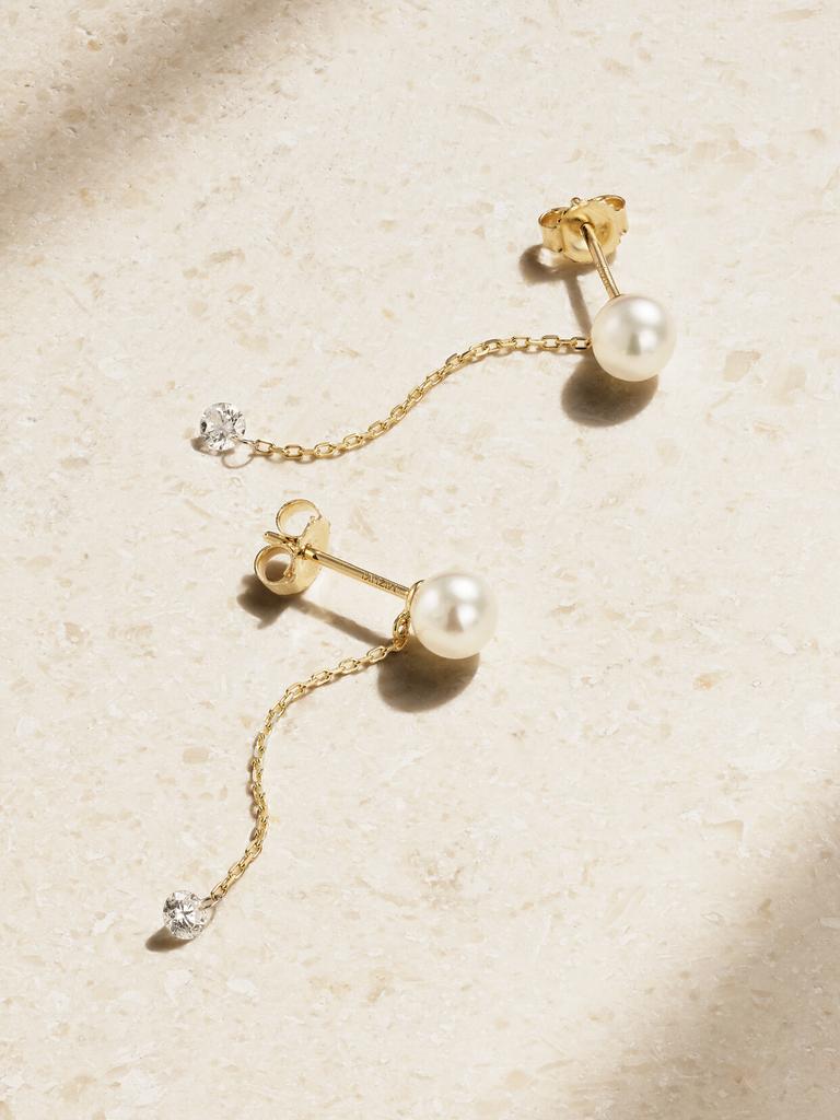 Mizuki 14k 黄金、珍珠、钻石耳环