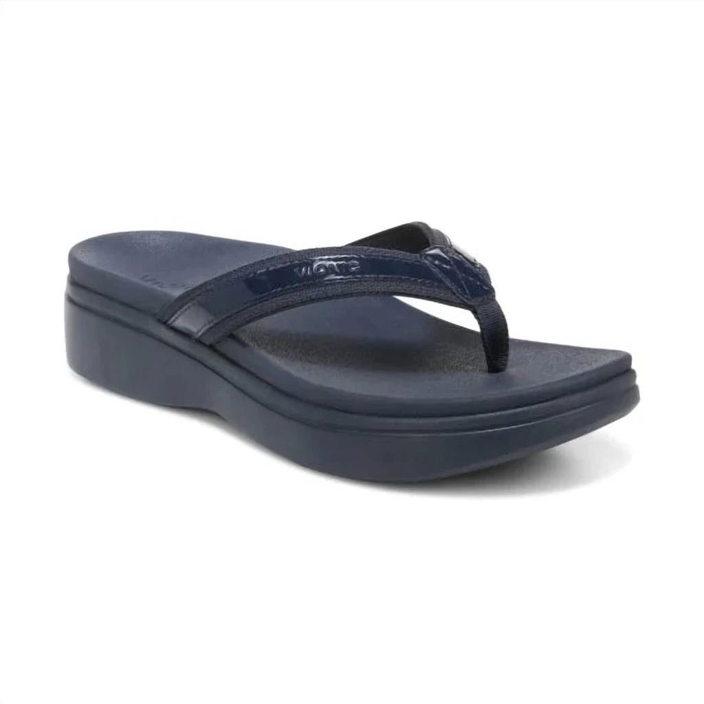 VIONIC Women's High Tide Ii Platform Sandal - Wide Width In Navy Patent 1