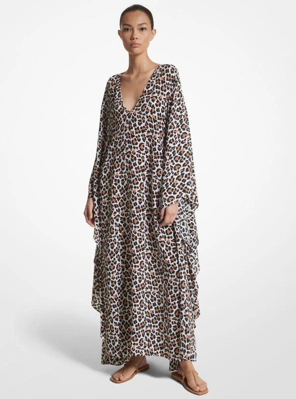 Michael Kors Leopard Organic Silk Crepe De Chine Caftan 1