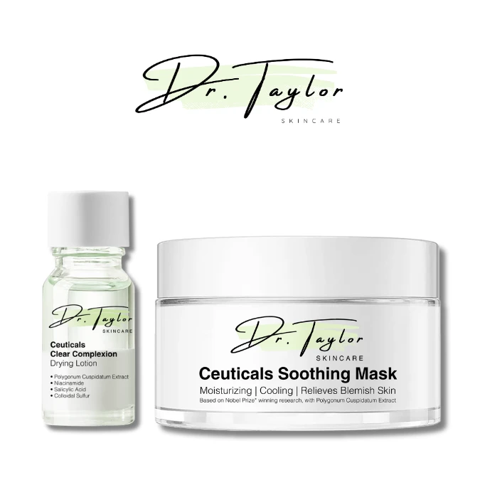 Dr.Taylor 【Acne Relief and Soothing Kit】Ceuticals Clear Complexion Drying Lotion+with free Q-tip gift 10ml+Ceuticals Soothing Mask 100g