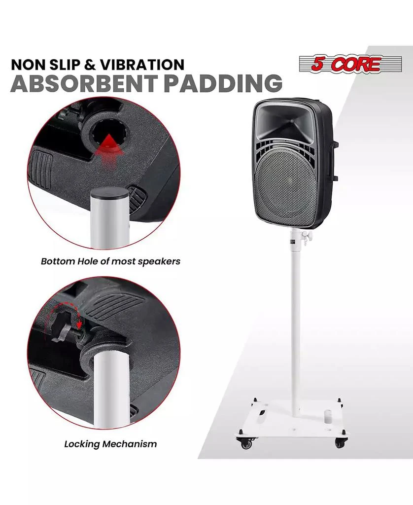 5 Core Speaker Stand 2Pc Heavy Duty Adjustable Height 61" DJ PA Stands 35mm Mount 100Lb Capacity 4
