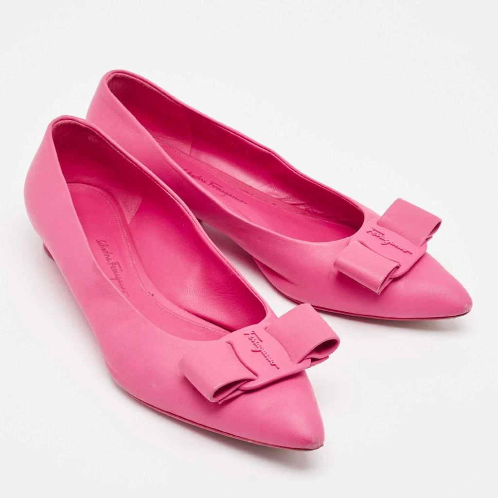 Salvatore Ferragamo Salvatore Ferragamo Pink Leather Viva Bow Ballet Flats Size 40 4