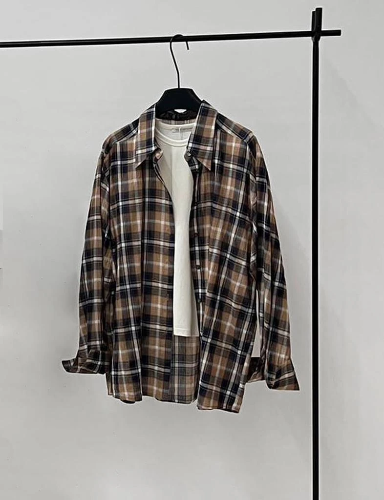 Pixie Market Brown Plaid Oversize Shirt-PREORDER
