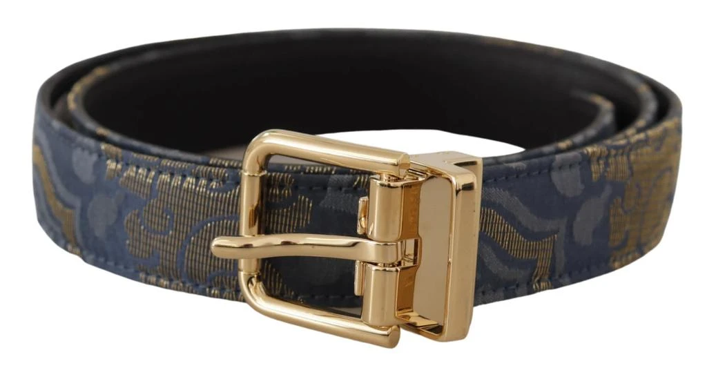 Dolce 
Gabbana Jacquard gold Tone Logo Metal Buckle Women
s Belt