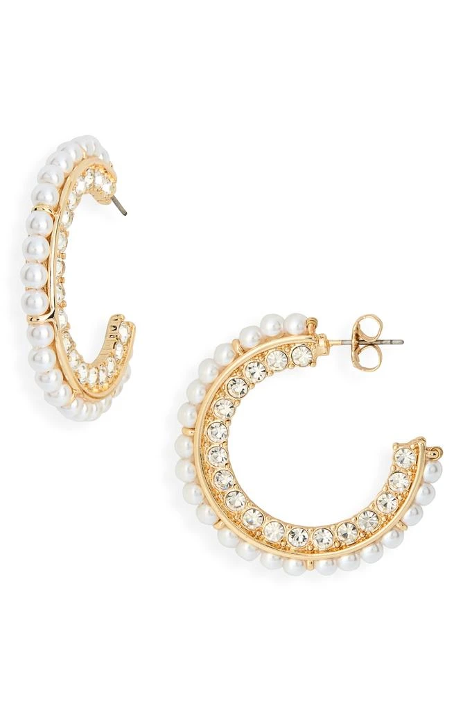 Nordstrom Crystal 
Faux Pearl Hoop Earrings