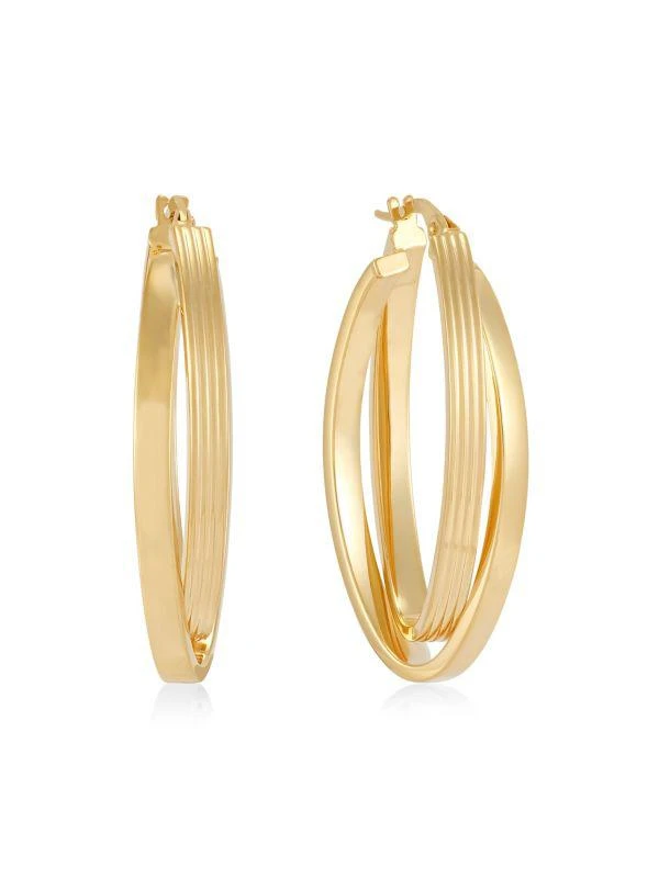 Saks Fifth Avenue 14K Yellow Gold Crossover Hoop Earrings 1