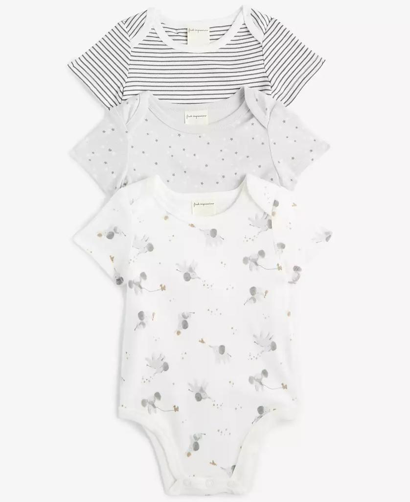 First Impressions Baby Elephant Cotton Bodysuits, 3 Pack, Created for Macy's