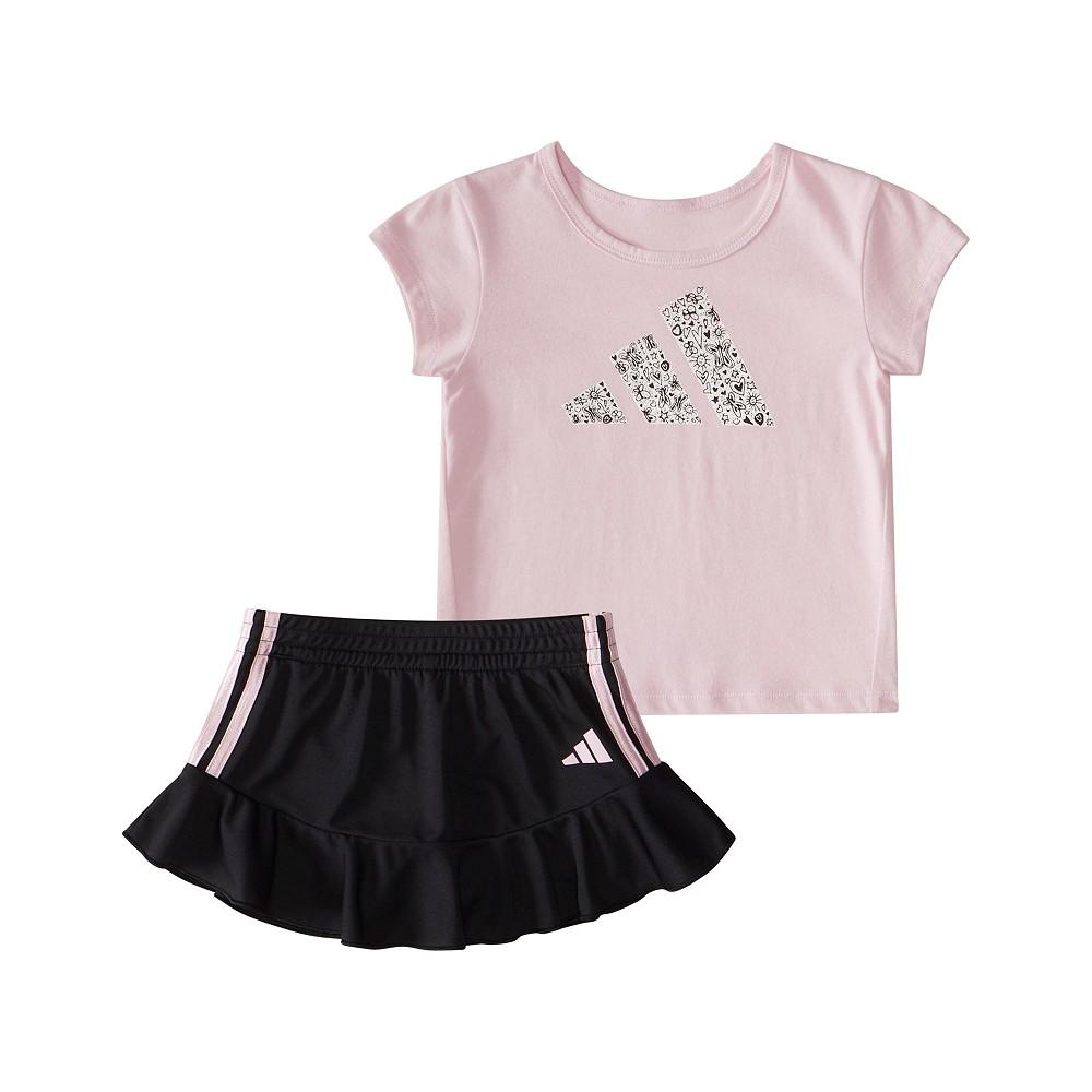 adidas Baby Girls Two-Piece Short Sleeve Pleated Tee Ruffle Skort Set