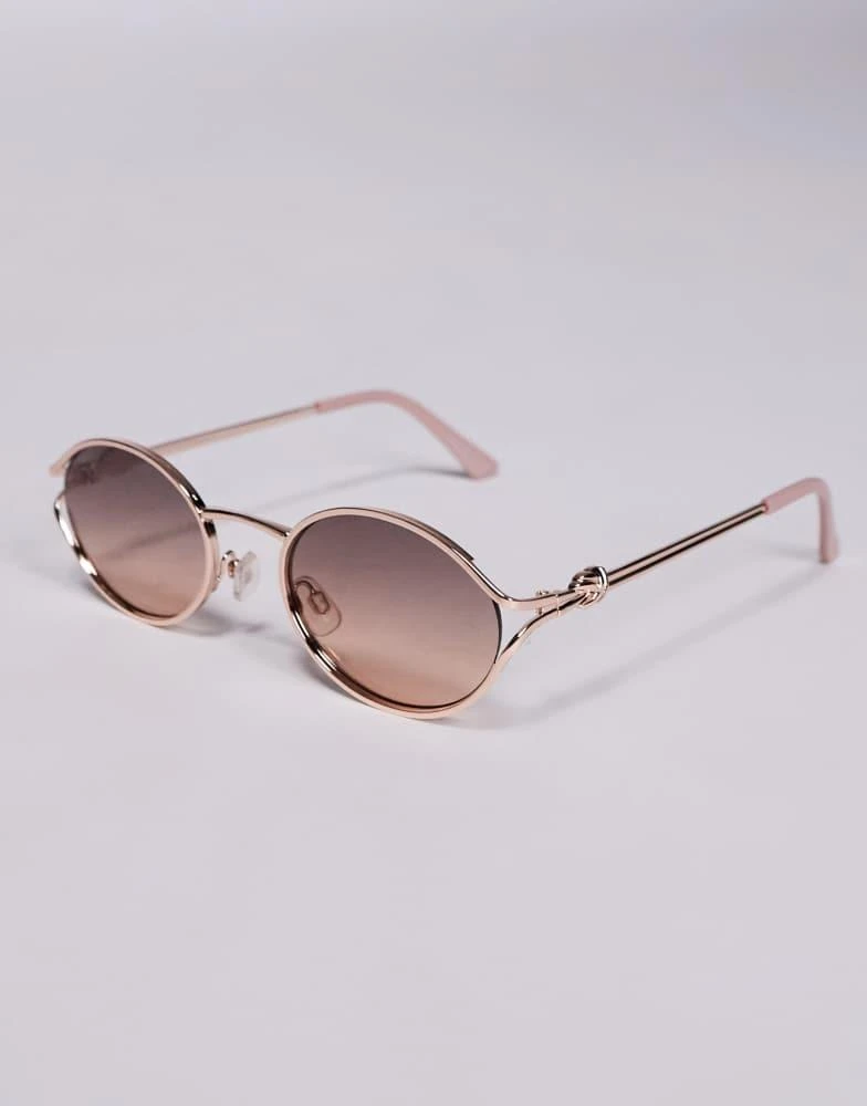 Shop ALDO clubsunnies slim metal oval sunglasses in gold and  display picture 1
